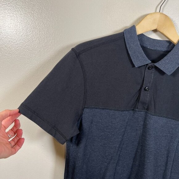 Lululemon Union Polo Shirt Mens Size XS? Heathered Inkwell Blue Black Work Golf - Picture 5 of 8